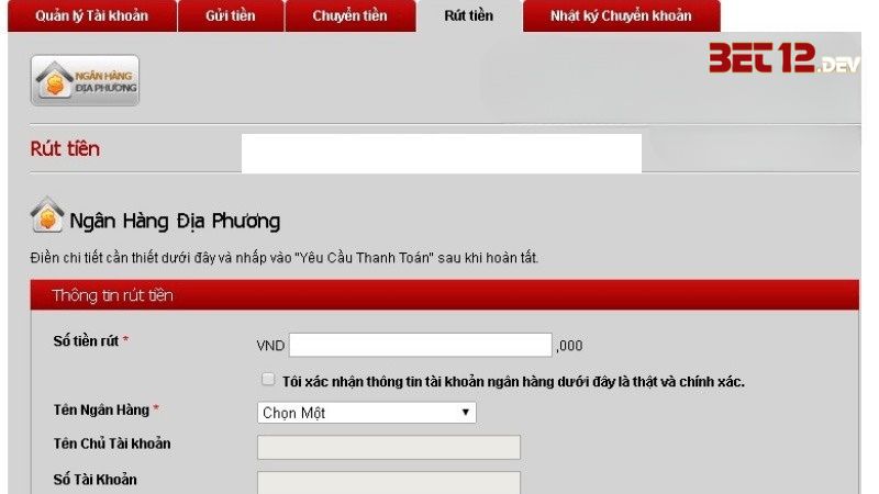 Hướng dẫn tân thủ cách rút tiền 12bet chi tiết Hướng dẫn tân thủ cách rút tiền 12bet chi tiết